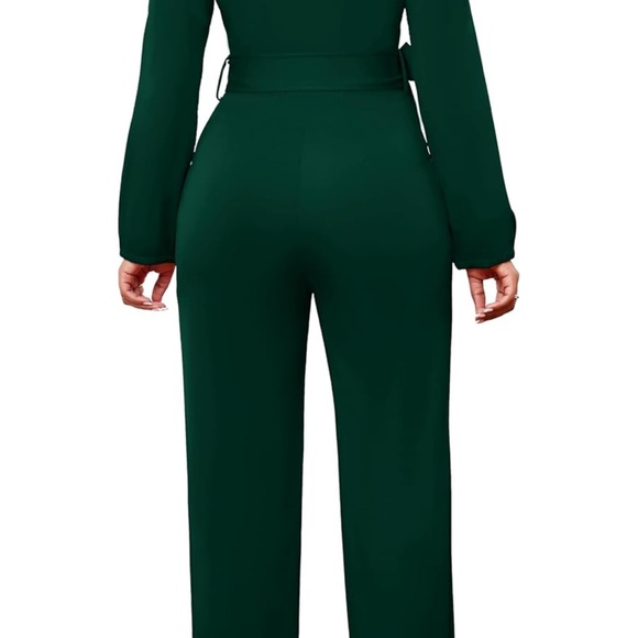 Emerald Green Tie-Waist Jumpsuit - Picture 2 of 5